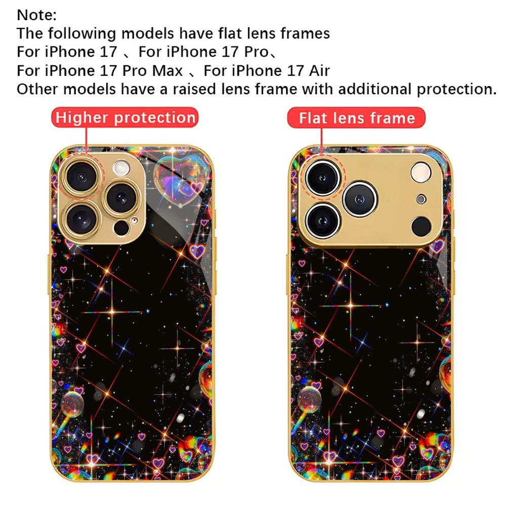 Красочный гальванизированный стеклянный чехол для телефона iPhone 17 16 15 14 13 12 11 Pro Max Plus 16E 17Air