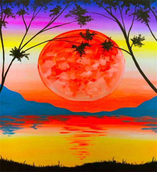 RUOPOTY Картина по номерам, пейзаж заката, рисунок на холсте, ручная роспись, домашний декор, подарок, картина по номерам, наборы для морского пляжа