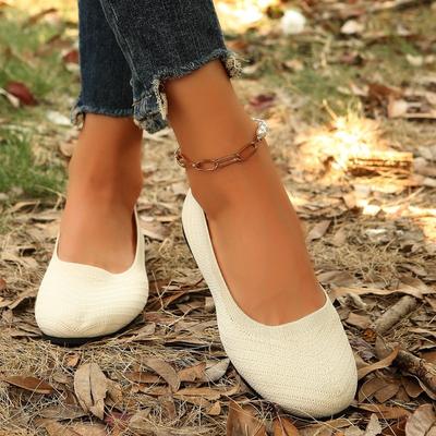 Женские туфли большого размера, весенне-осенние новинки, с круглым носком, закрывающие стопу, из летучей трикотажной сетки, повседневные одинарные туфли на одной педали