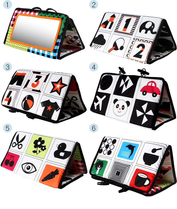 Черно-белое зеркало-кривое зеркало с животными: Подвесное, Складное Зеркало Безопасности для Ребенка для Визуальной Стимуляции