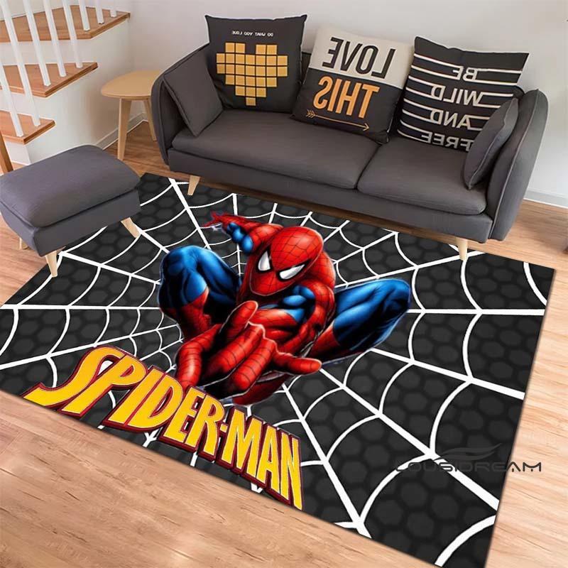 3D-Printed Cartoon Spider-Man Rug — Ideal for Home Decor (Bedroom, Living Room, etc.); Fluffy Square Carpet, Soft Area Rug, and