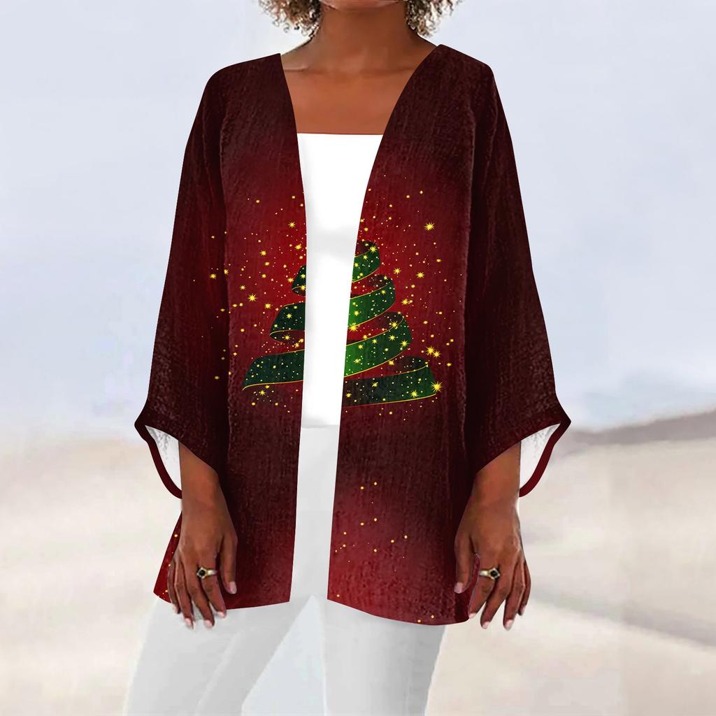 Женская повседневная модная легкая куртка средней длины с принтом, кардиган