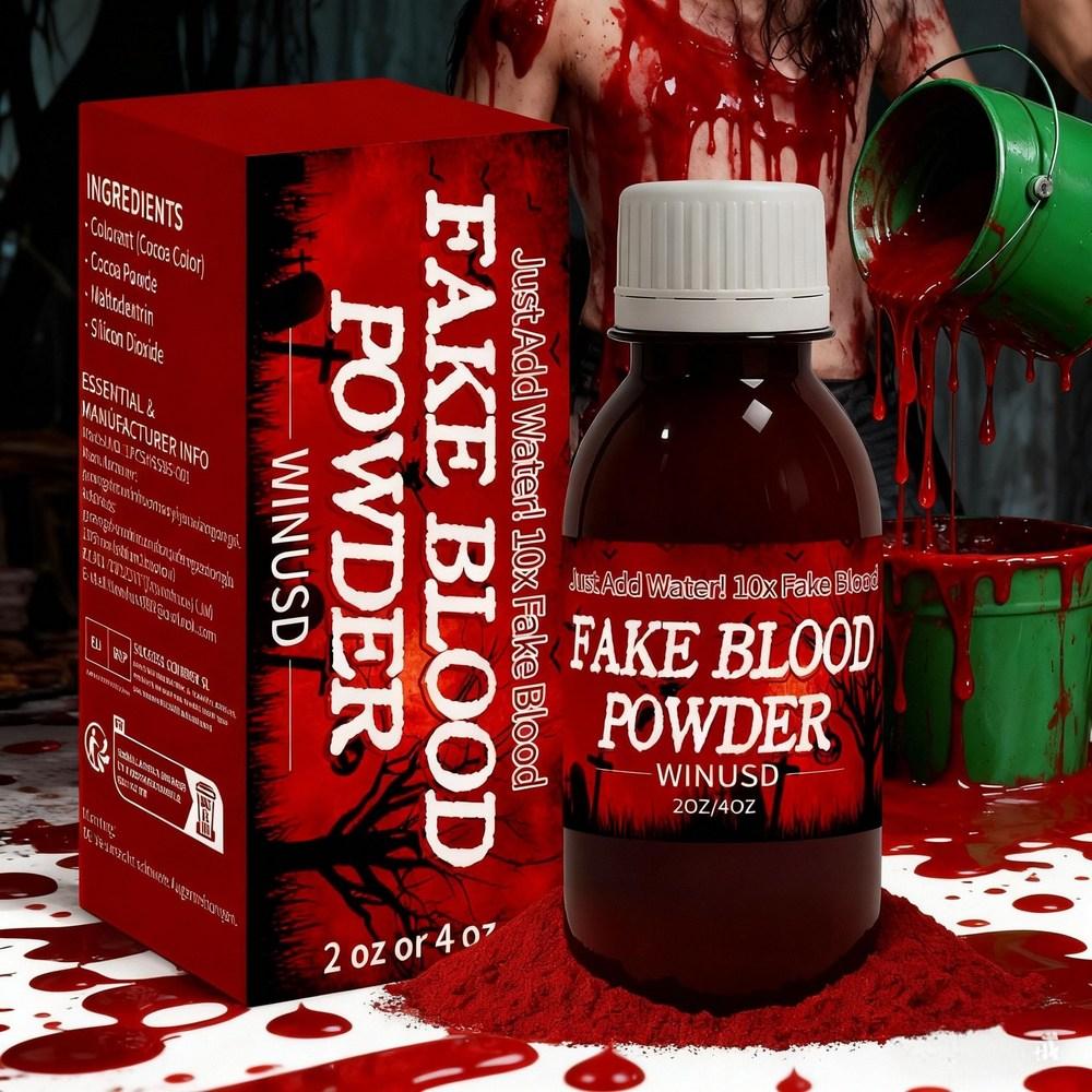 Halloween Makeup Blood Powder 4oz Washable SFX Makeup Prop Zombie Pre-decor Haunted House 80oz Liquid Crafting 1 pcs