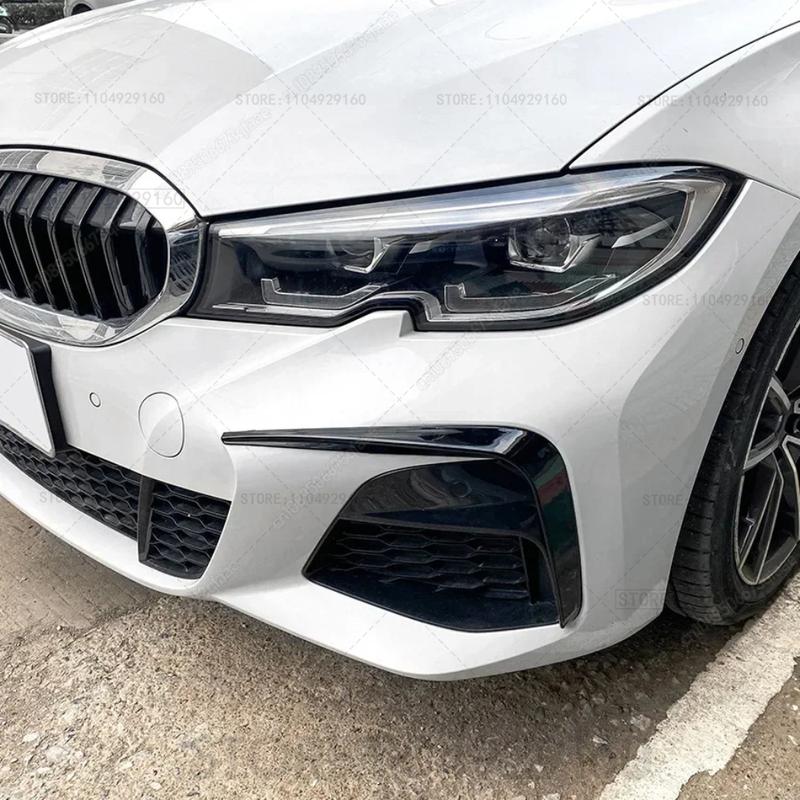 For 2019-2022 BMW G20 M Sport Front Bumper Lip Spoiler Fog Lamp Cover Trim 318i 320i 325i 330i 330d Front Wind Blade Kit Tuning