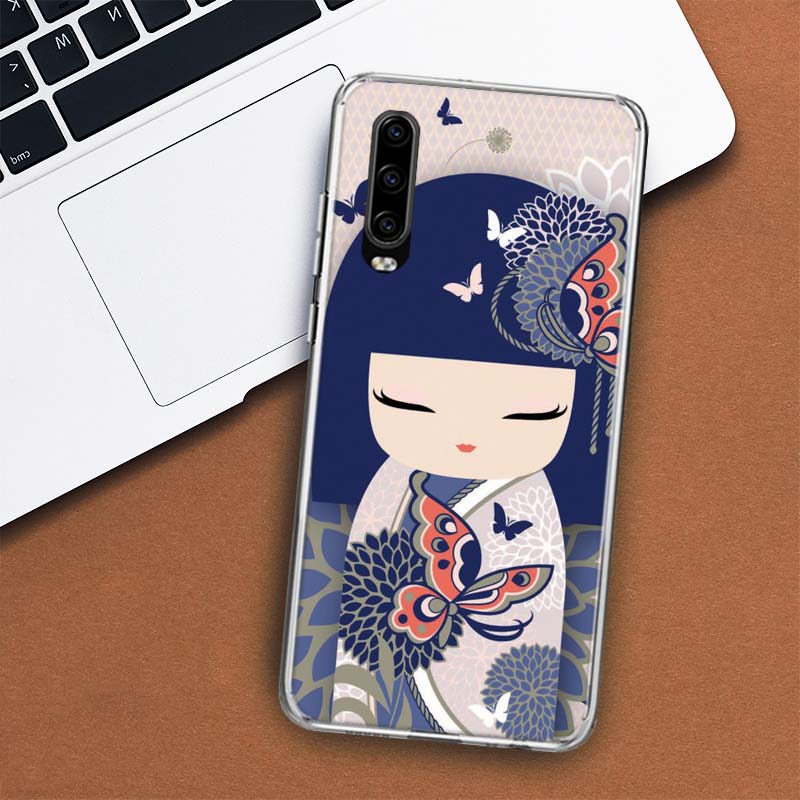Кукла Кокэси-кимоно для девочек, чехол для телефона для Huawei P30 P20 P10 P40 P50 Pro Mate 20 40 30 10 Lite, популярные Fundas Art Gift Coque