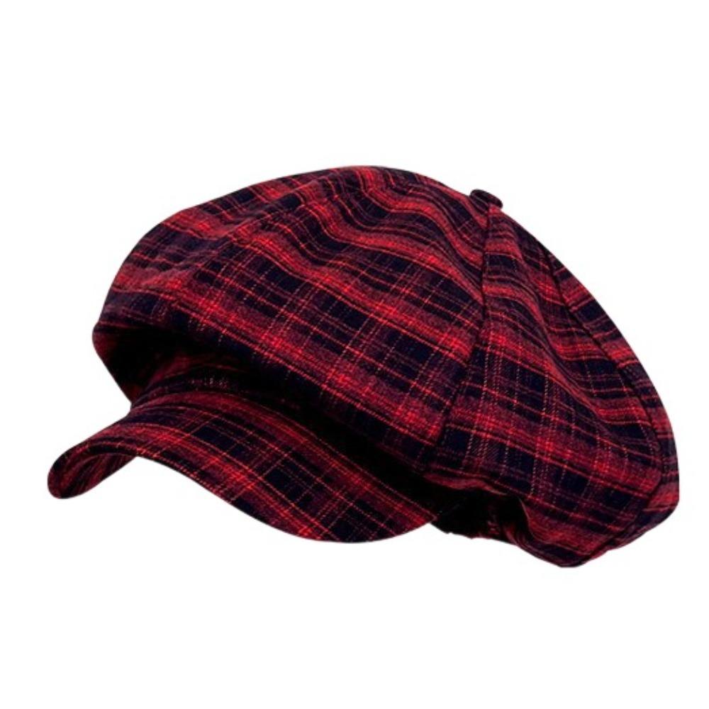 Хлопковая клетчатая кепка-облако тонкая женская восьмиугольная шляпа шляпа художника клетчатый берет летняя