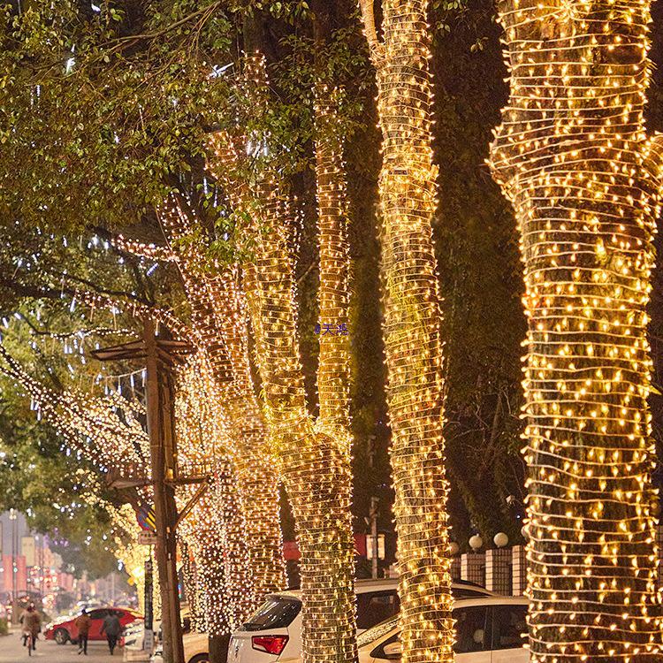 Уличные водонепроницаемые солнечные гирлянды для украшения дерева и сада