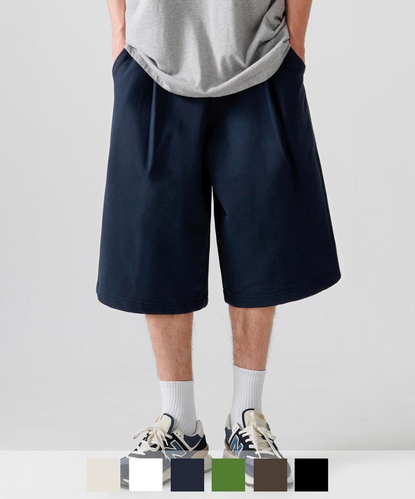 FP142 Slacks One-Pleat Half Pants Navy Yksp1451