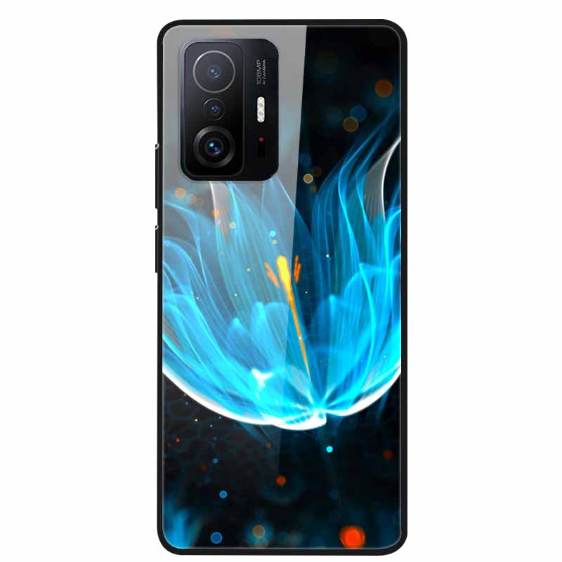 Для Xiaomi 11T Pro Стеклянный чехол Жесткий закаленный стеклянный ПК-чехол Чехол для телефона Для Xiaomi Mi 11T 11 T Pro Ударопрочный Мультяшный Funda Coque