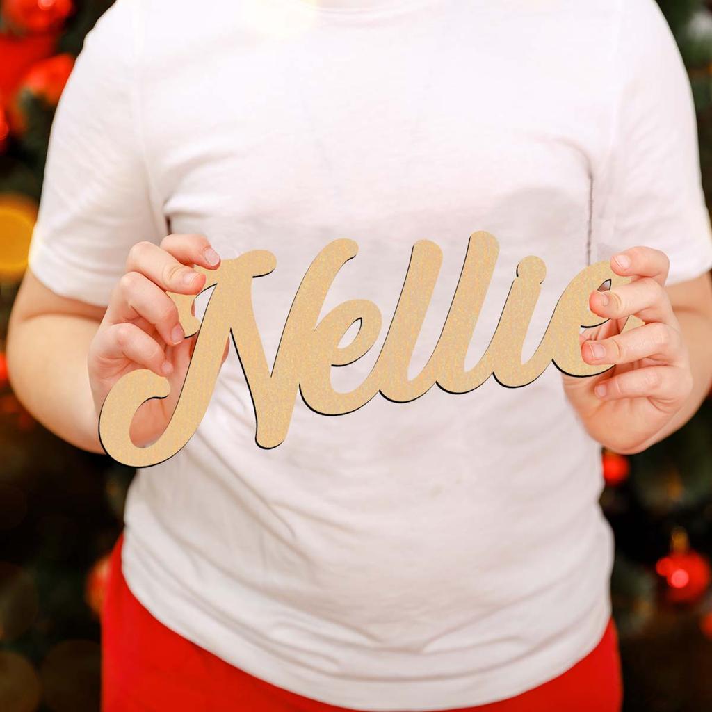 1pc Cartoon Nellie example Custom Name Wood Material Wooden Decor Laser-Cut Sign Vertical Orientation Door Hanging Decor