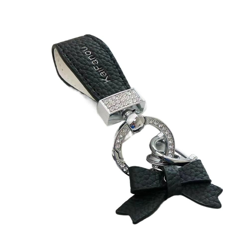 Держатель для ключей Роскошный брелок из натуральной кожи Брелок-бабочка со стразами Автомобильные аксессуары