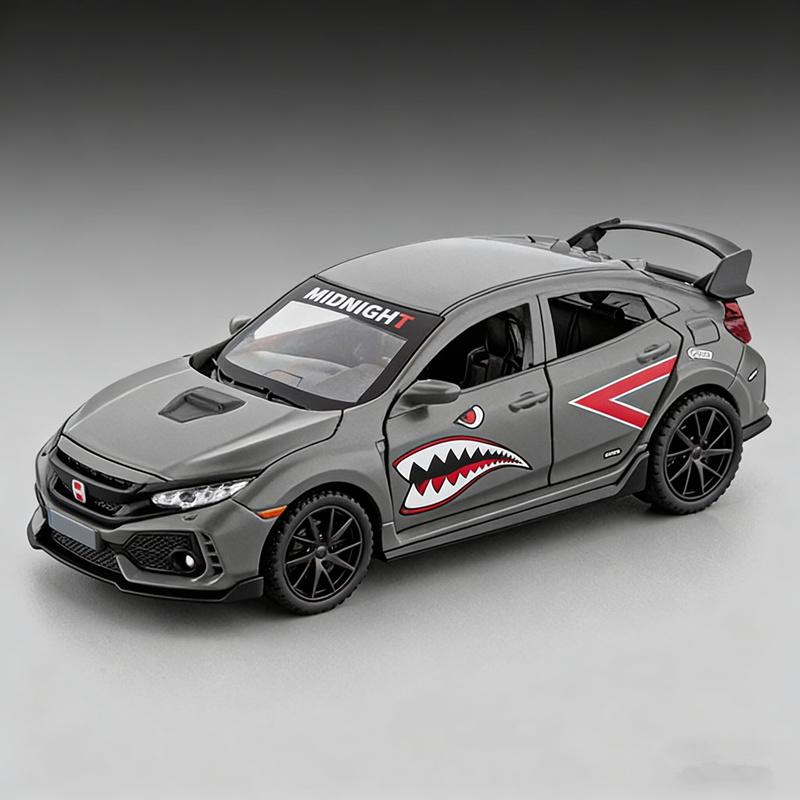 FIQ1 1:32 HONDA CIVIC TYPE-R Металлическая модель автомобиля Литье под давлением и игрушечные транспортные средства Металлическая модель спортивного автомобиля Звук и свет Коллекция Подарок для детей