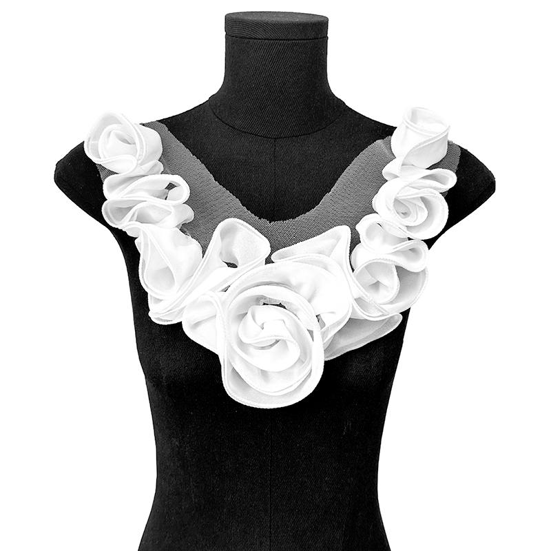 1PC DIY Fashion Flower Patches Cloth Fabric Collar Flower Dress Applique Clothing Accessories