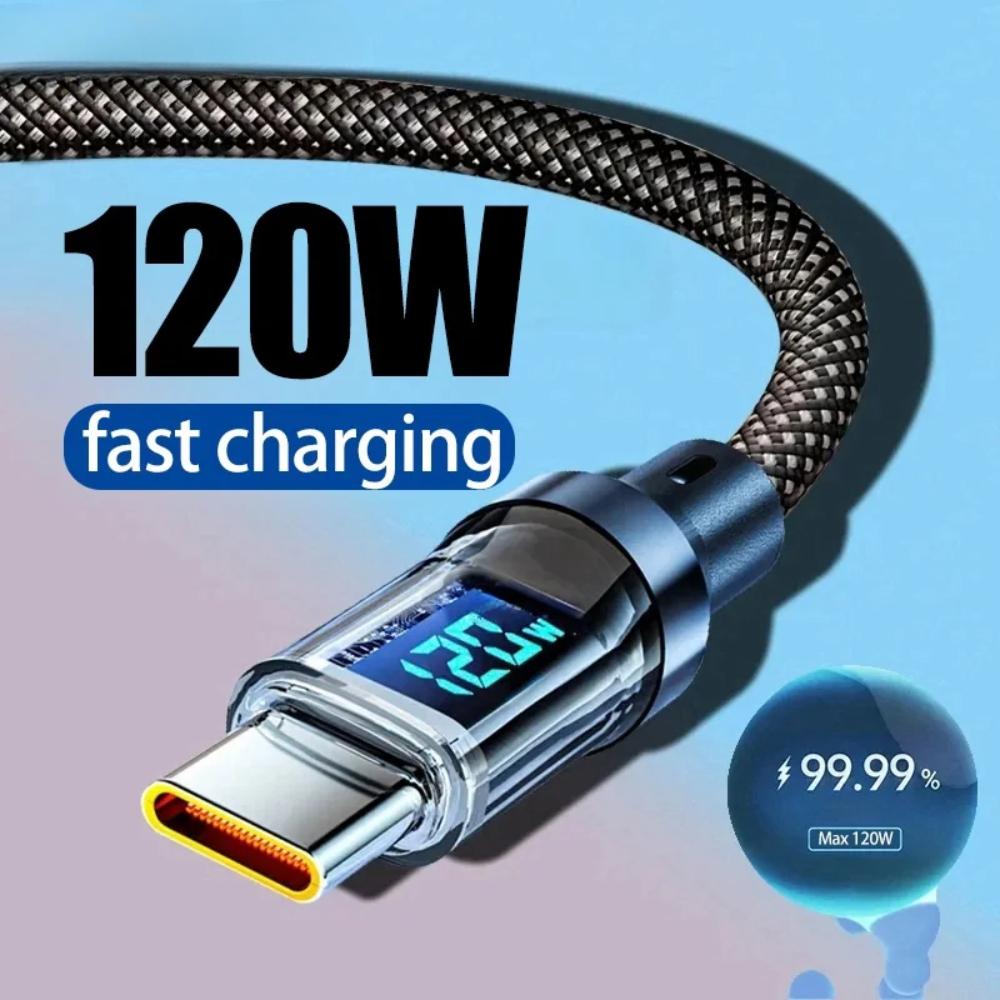 1 шт. 120 Вт светодиодный цифровой дисплей Быстрая зарядка USB Type-C кабель для Samsung Xiaomi Huawei Быстрая зарядка Дата-кабель