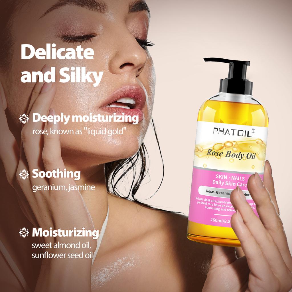 PHATOIL 260 мл Масла для тела, лаванда, ваниль, имбирь, массажное масло с базиликом, универсальный уход за кожей и волосами, смеси натуральных растительных масел и эфирных масел