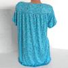 Women Plus Size Short Sleeves V-Neck Print Blouse Pullover Tops Shirt