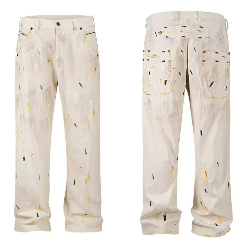 High Street прямые потертые грязные рваные синие джинсы брюки для мужчин винтажные повседневные свободные джинсовые брюки потертые лоскутные брюки-карго
