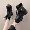British Style Retro Martin Boots Women's 2025 Autumn and Winter New Fried Street Explosion Black Thick-soled Heightening Short Boots Ins