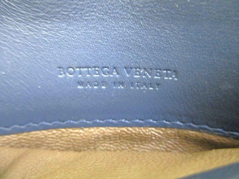 Подлинный кошелек для монет BOTTEGA VENETA Intrecciato темно-синего цвета из кожи #9705, восстановленный