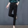 Women Solid Color Suit Pants High Waist Elastic Waistband Slant Pockets Slim Fit Casual Long Trousers Workwear