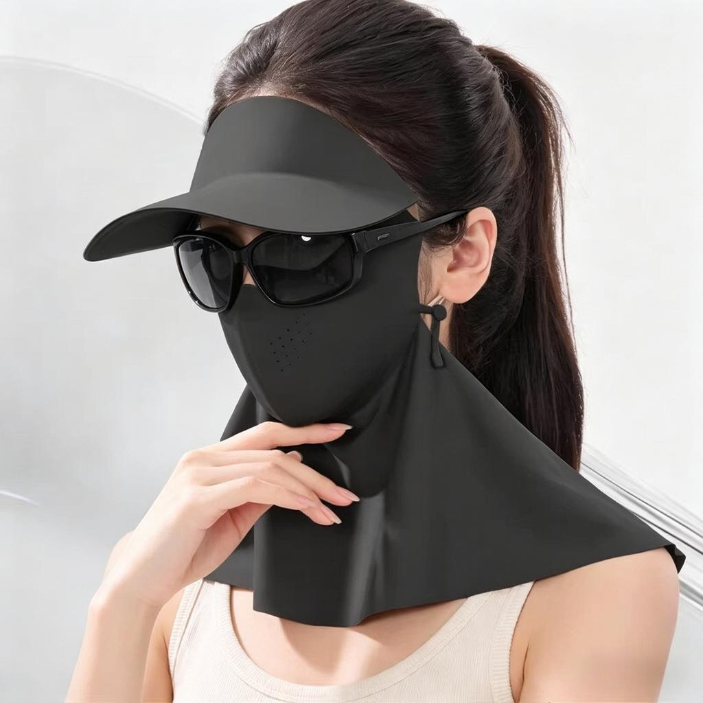 Маска-балаклава для защиты лица от солнца Gini Women's UV Protection Летняя Ледяная шелковая Маска-шлем для езды на велосипеде Защита шеи Интегрированная