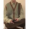 2024 Men's Coffee Knit Cardigan Vest: Loose, American & Japanese Style, Autumn/Winter Trend