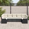 Garden Sofa Set with Storage 7 pcs Black and White Poly Rattan
