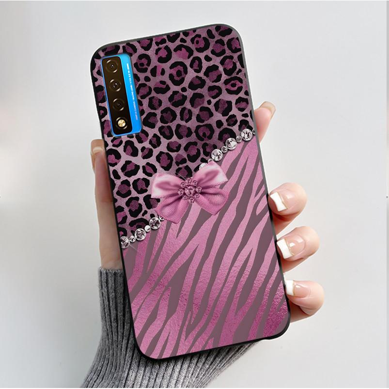 Printing Pattern Case For TCL 20 5G / 20S / 20L / 20L+ Soft Silicone Black Shell Cover Cute Flower Cartoon Casing
