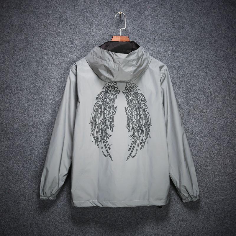 Мужская светоотражающая куртка, легкие толстовки, женские куртки в стиле хип-хоп, водонепроницаемая ветровка с капюшоном, уличная куртка на молнии