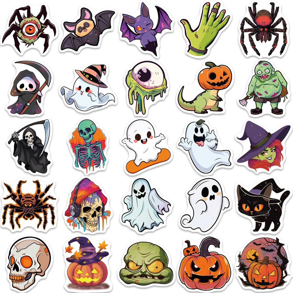 50 New Cartoon Halloween Graffiti Stickers Personalized Decorative Guitar Notebook Suitcase DIY Waterproof