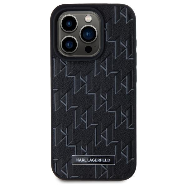 Karl Lagerfeld KLHMP15LPKHPORPK iPhone 15 Pro 6.1" hardcase black/black Leather Monogram Metal Logo MagSafe