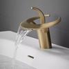 Tuqiu New Brush Gold Bathroom Waterfall Basin Faucets Sink Mixer Tap Hot & Cold Flywheel Design Grey Lavatory Crane Water Tap