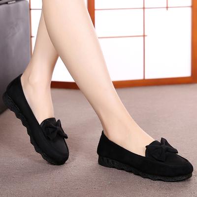 Весенние туфли из ткани «старый Пекин» женские туфли на плоской подошве туфли с бантом повседневные туфли черные рабочие туфли туфли для мам обувь Doudou