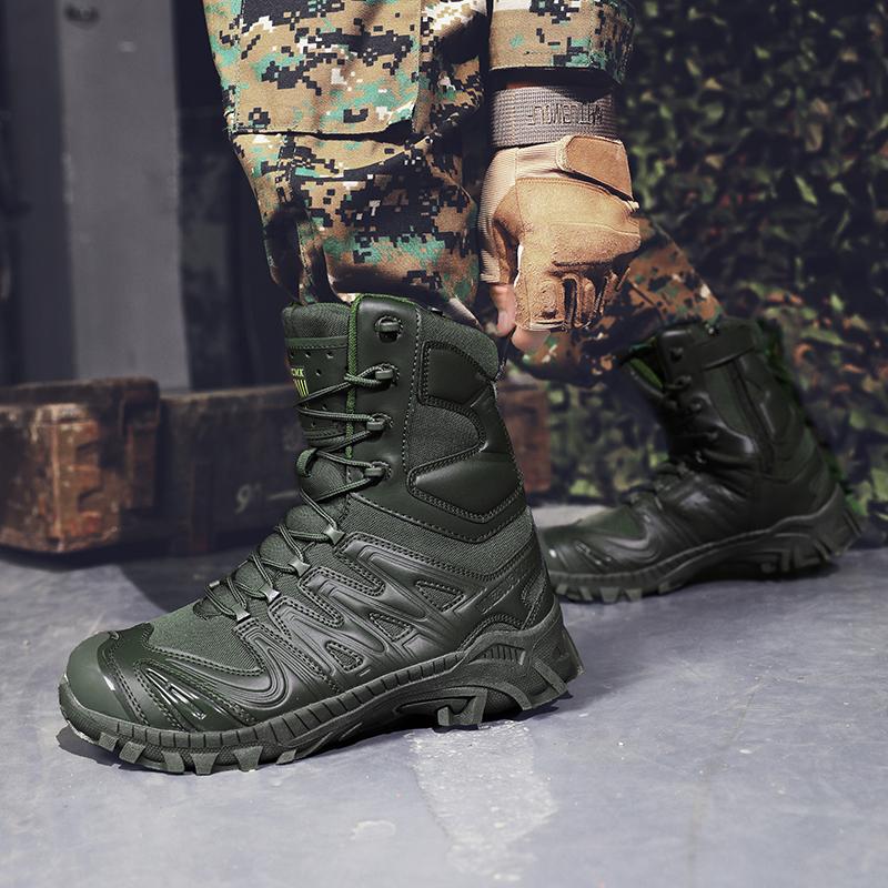Men's trend high-top outdoor boots four seasons non-slip comfortable hiking boots professional protective tactics training boots