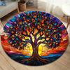 Круглый ковер "Древо Жизни", Ковер для гостиной, спальни, дивана, игровой комнаты, Нескользящий коврик для пола