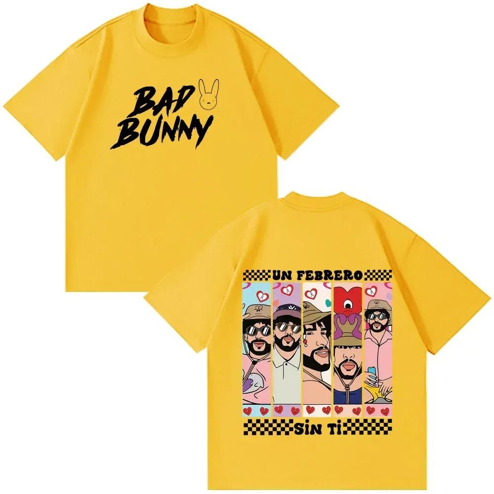 Bad Bunny Fashion Print Unisex Casual Short Sleeve Loose Fit Pure Cotton Hip Hop Plus Size TShirt Women And Unisex Fashion TShirt