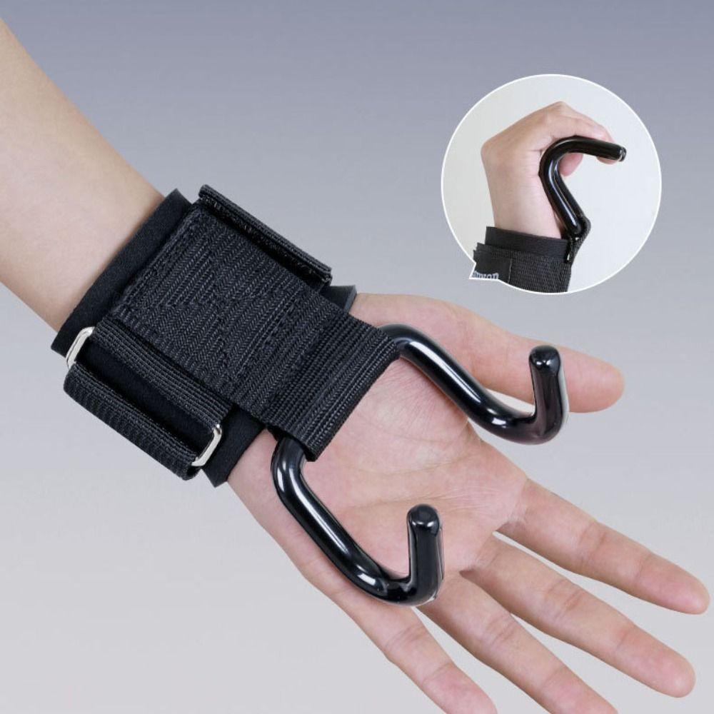1 pair Pull-up Auxiliary Power Wrist Guard Non-Slip Steel Hook Grips Strap Gym