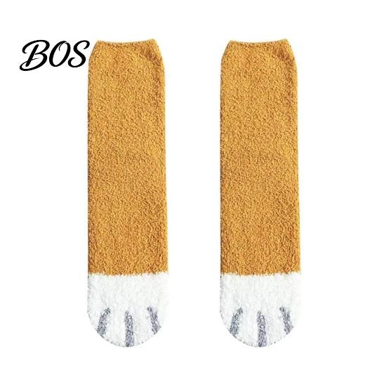 Thermal Sleeping Socks Cute Cat Paw for Women, Winter Fuzzy Socks, Cozy Soft Plush Essential Autumn Animal Slipper Warm Coral Fleece Velvet Bed