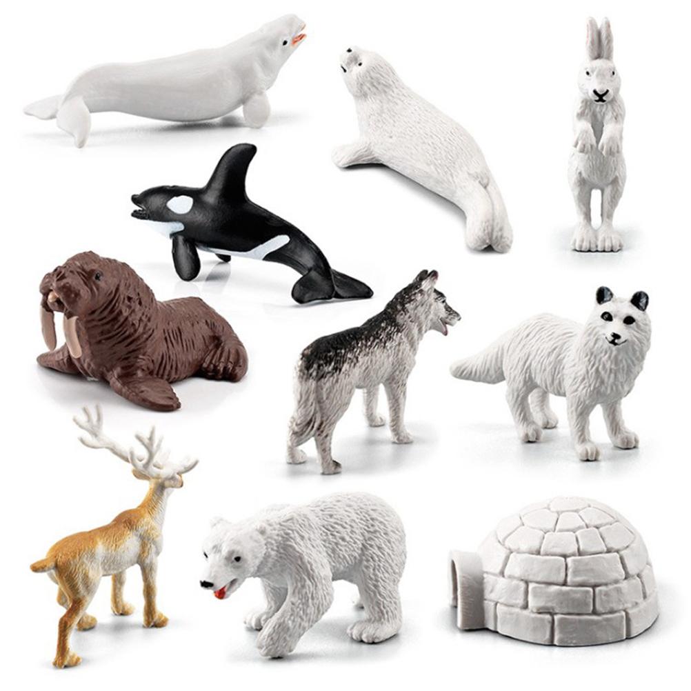 10Pcs Arctic Circle Ocean Sea Animal Figurines Set  Animal Learning Models Figures Christmas New Year Birthdays Gift