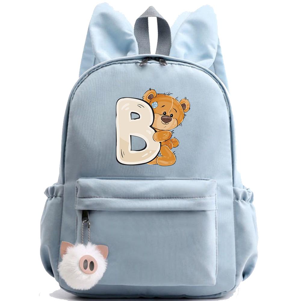 Рюкзак Little Bear с 26 английскими буквами, школьная сумка с принтом для подростков, мальчиков и девочек, студенческий рюкзак с героями мультфильмов, уличный рюкзак