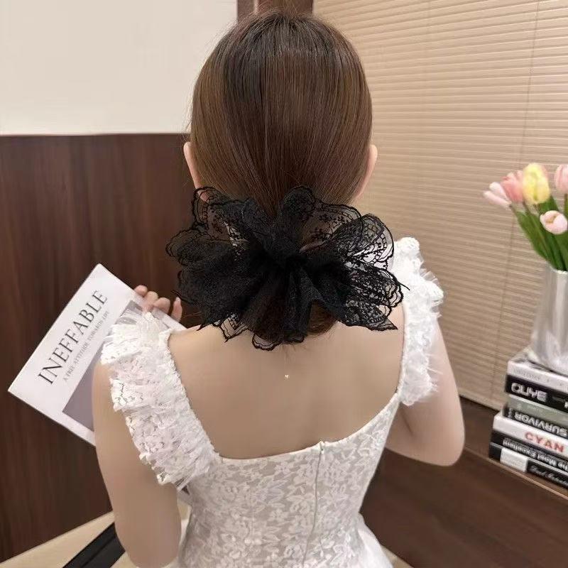 Korean Lace Hair Tie: Chic Women's Fashion Floral Elastic Hair Accessory 2025