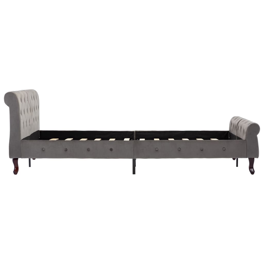 Bed Frame Grey Velvet 140 x 200 cm