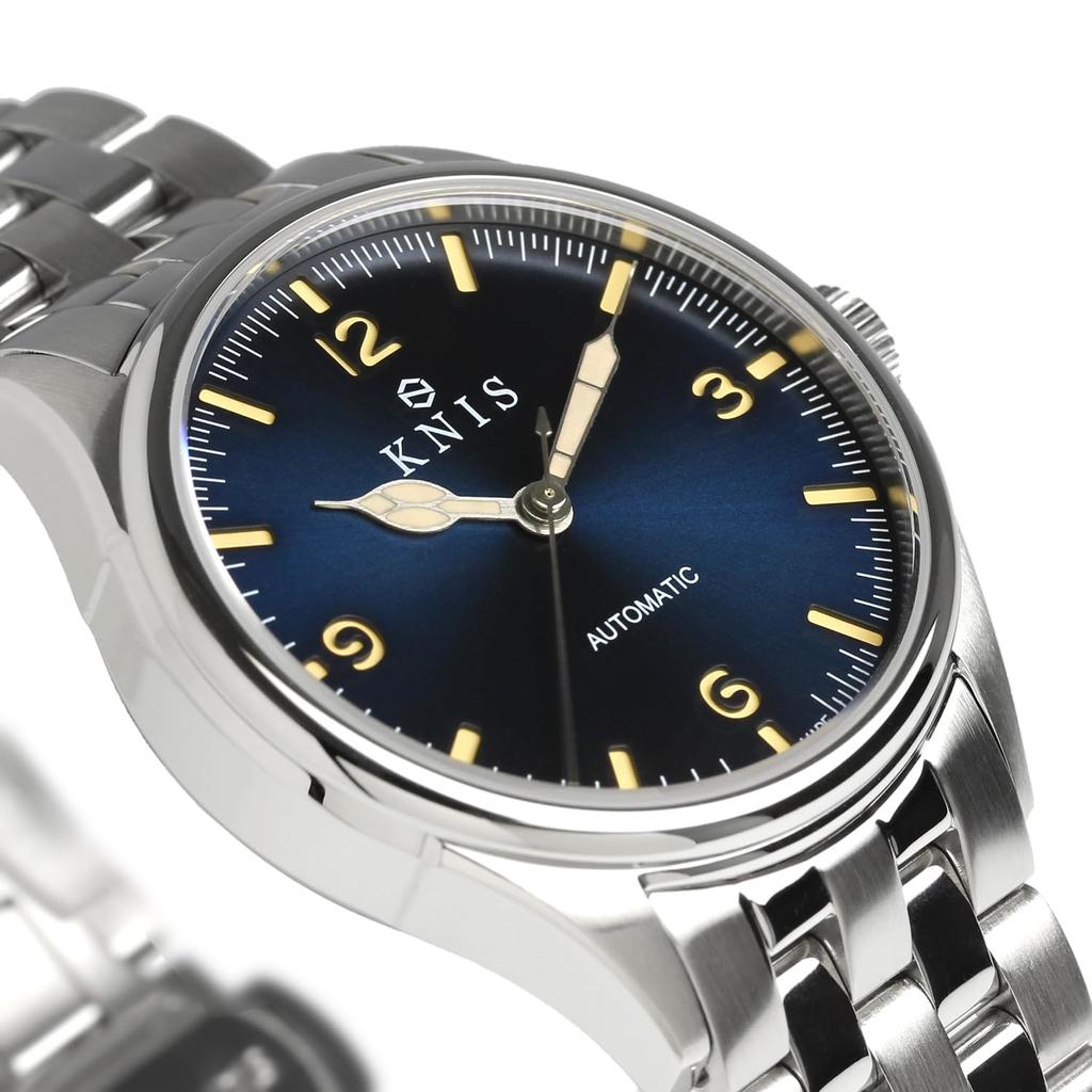 KNIS Varnish Сделано в Японии Автоматические часы Ретро Современные Super Luminova Сапфировое стекло Ремешок из нержавеющей стали Водонепроницаемость 10 АТМ Механические Синие