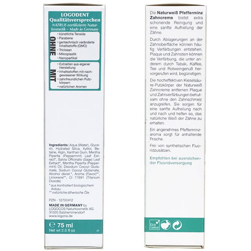 Зубная паста Logodent Natural White (Без фтора) 75мл