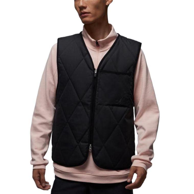 Jordan Как M J TF Golf Жилет без рукавов с V-образным вырезом на молнии однотонный мужской жилет HQ8680-010