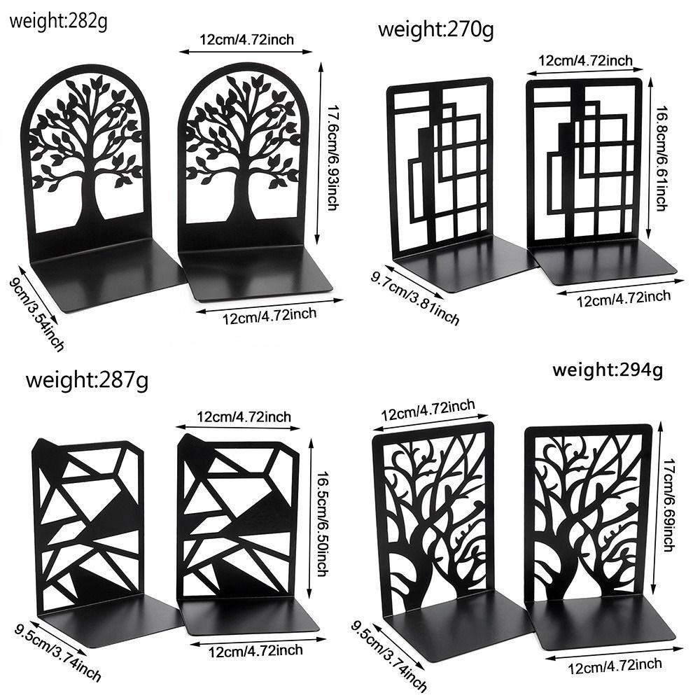 Stationery Desk Organizer Iron Art Non-Slip Book Stand Bookends Book Holder Book Support Shelf