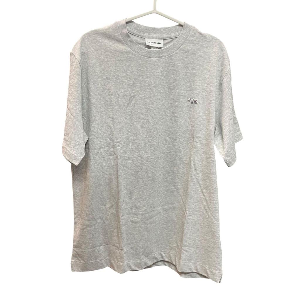 Б/у [Новая и неиспользованная] [В упаковке/с бирками] LACOSTE Футболка с круглым вырезом и контурным логотипом, плотная, с коротким рукавом TH5582-99 Серый CCA / Серебристо-серый 100%