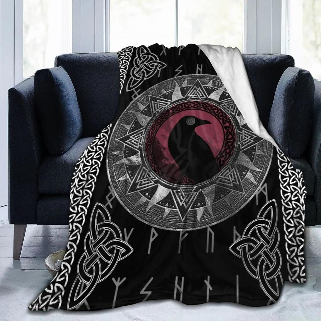 Norse Mythology Viking Blanket Odin Rune Nordic Decorative Flannel Blanket