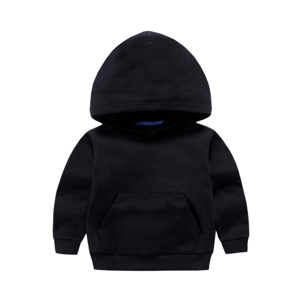 Зимние однотонные толстовки с капюшоном и длинными рукавами для мальчиков и девочек