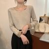 Women's Fleece-Lined Square Neck Sweater: Knit, Long Sleeve, Base Layer for Spring, Autumn, Winter 2025